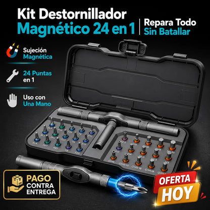 Kit Destornillador Magnético 24 en 1 | Repara Todo Sin Batallar