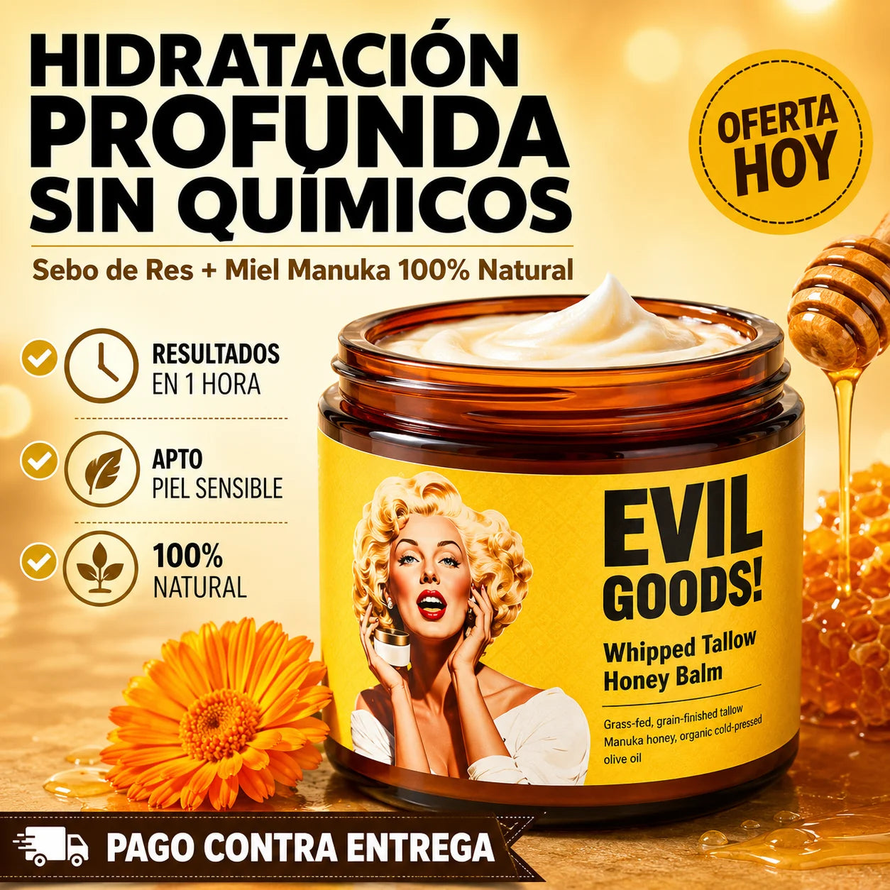 EvilGoods Bálsamo de Sebo y Miel Manuka | Hidratación Profunda Sin Químicos
