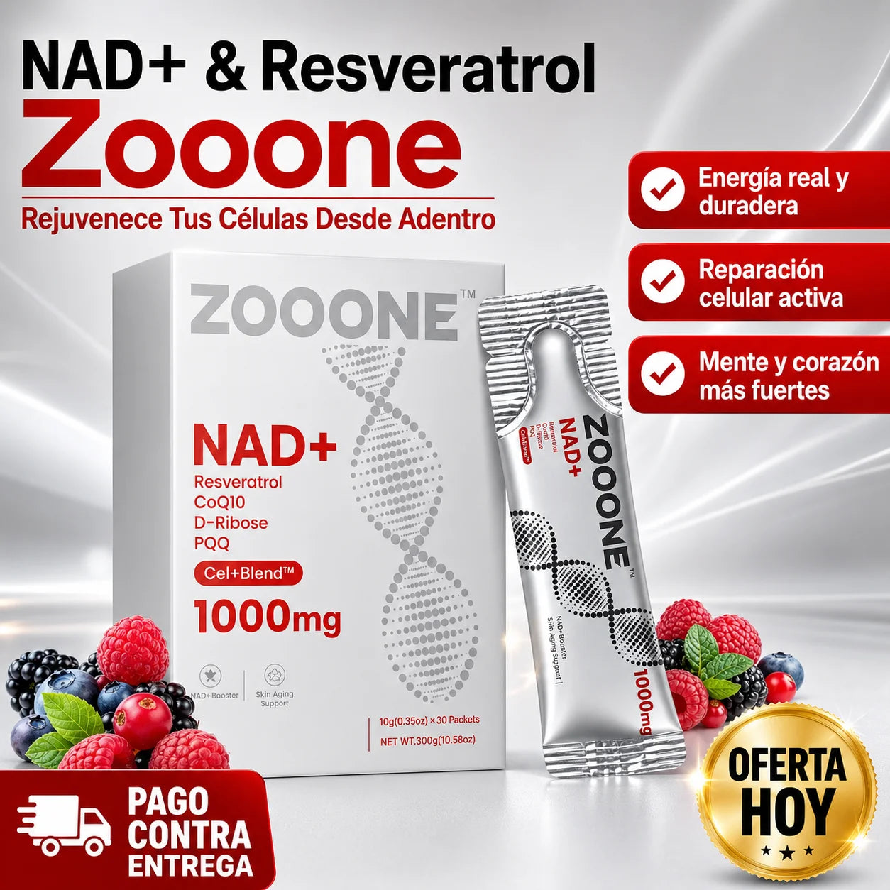 Suplemento NAD+ & Resveratrol Zoone | Rejuvenece Tus Células Desde Adentro