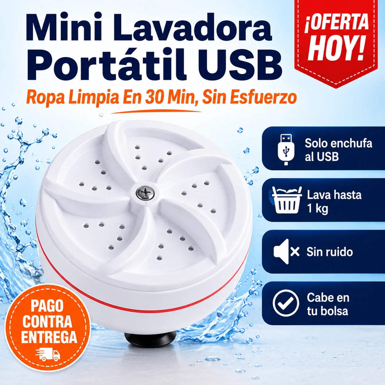 Mini Lavadora Portátil USB | Ropa Limpia Sin Esfuerzo, En Cualquier Lugar