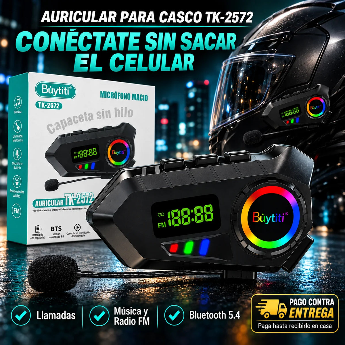 Auricular para Casco Büytiti TK-2572 | Conéctate Sin Sacar el Celular