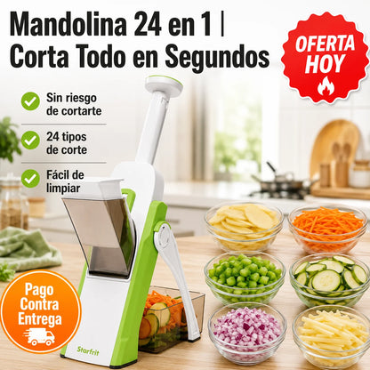 Mandolina Cortadora 24 en 1 | Corta Todo en Segundos, Sin Riesgo de Cortarte