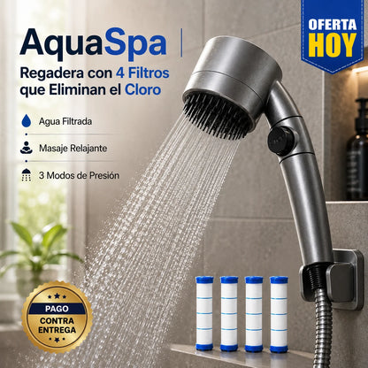 AquaSpa | Regadera con Filtro que Elimina el Cloro en Cada Baño