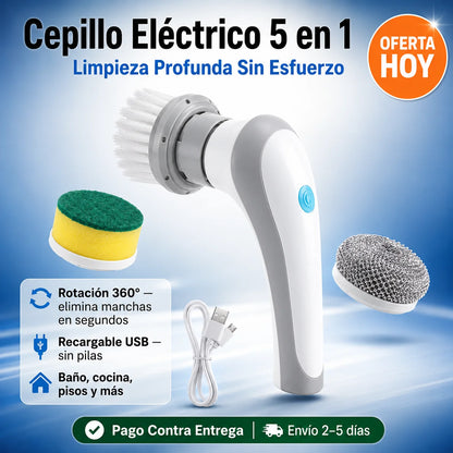 🧹 Cepillo Eléctrico 5 en 1 | Limpieza Profunda Sin Esfuerzo