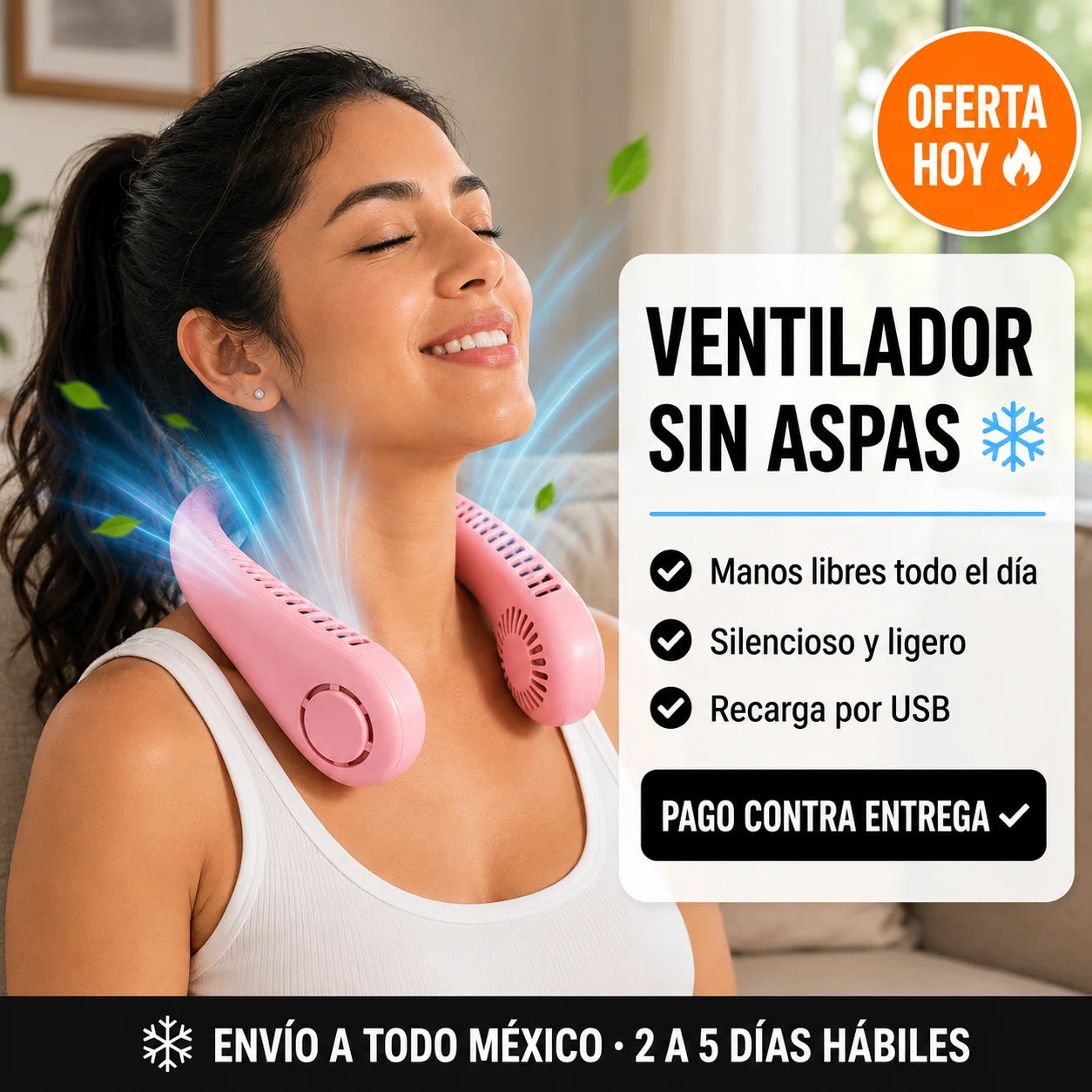 🧊 Ventilador de Cuello Sin Aspas | Frescura Instantánea Sin Ocupar Tus Manos