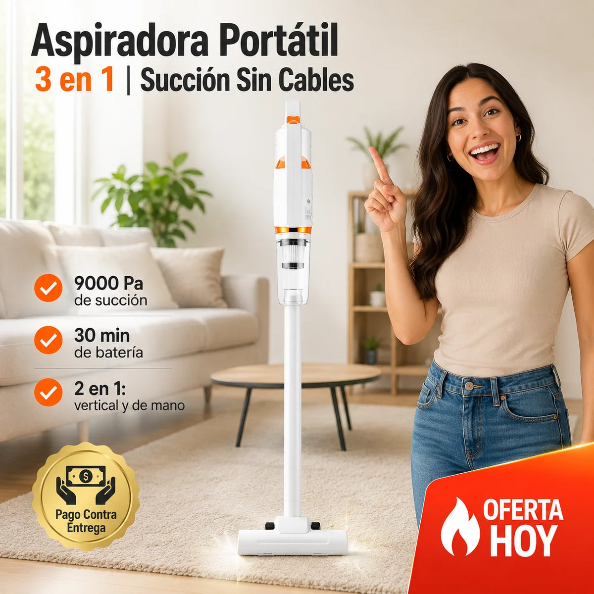 Aspiradora Portátil 3 en 1 | Succión Potente Sin Cables