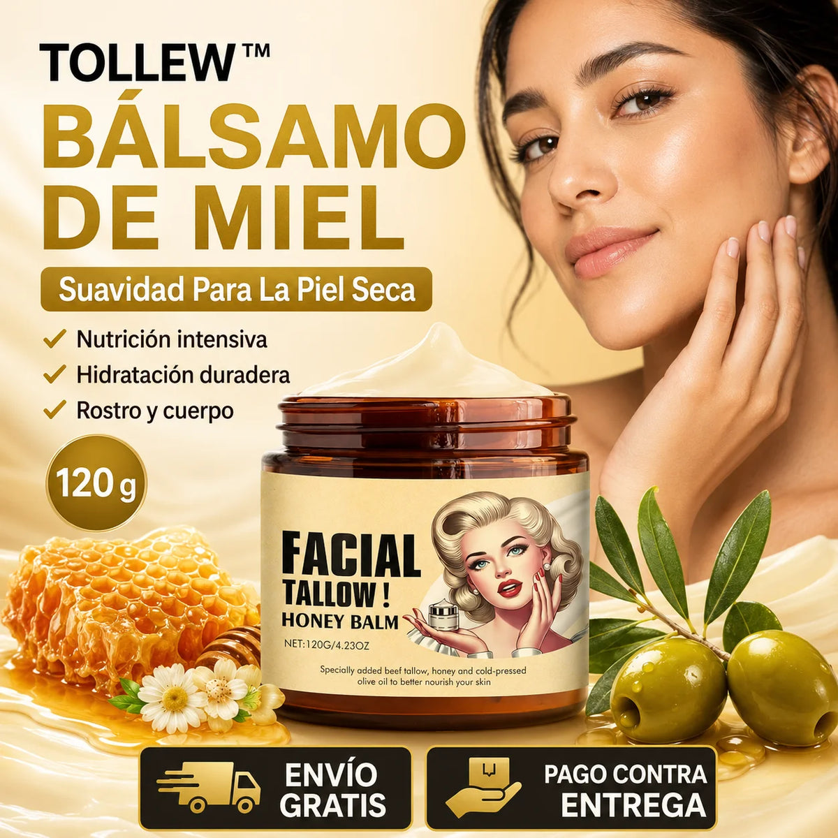 TOLLEW™ Bálsamo de Miel 120 g | Suavidad Para La Piel Seca