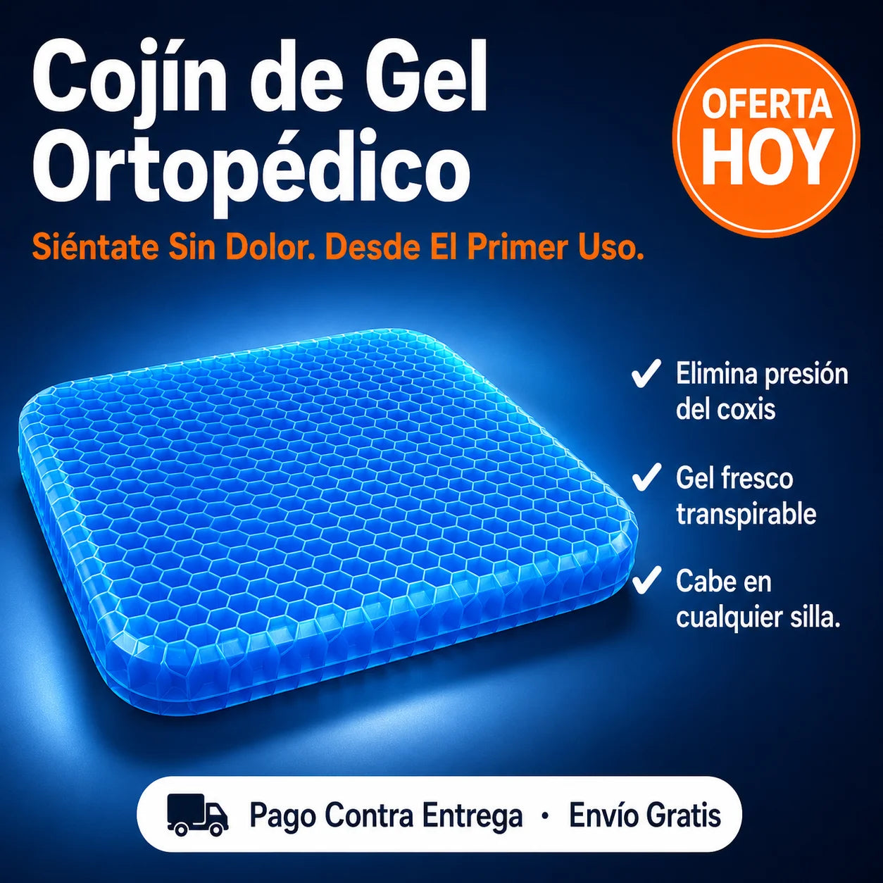 🪑 Cojín de Gel Ortopédico | Siéntate Horas Sin Dolor de Espalda