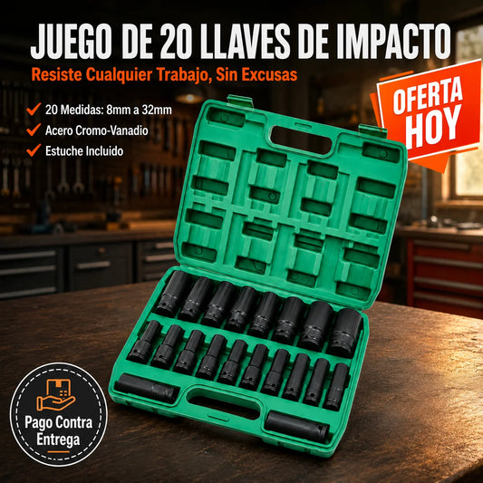Juego De 20 Llaves De Impacto | Afloja Cualquier Tuerca Sin Esfuerzo