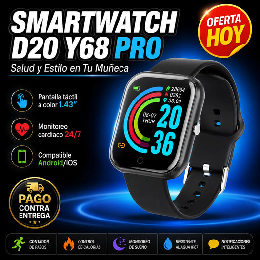 Smartwatch D20 Y68 Pro | Salud y Estilo en Tu Muñeca