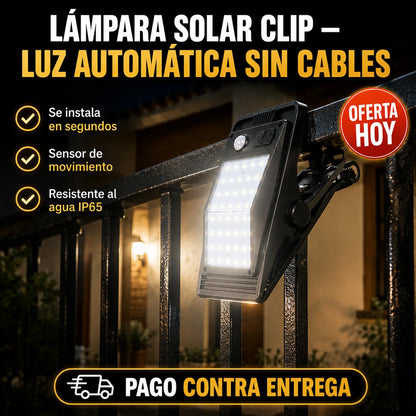 Lámpara Solar Clip | Luz Automática Sin Cables Ni Instalación