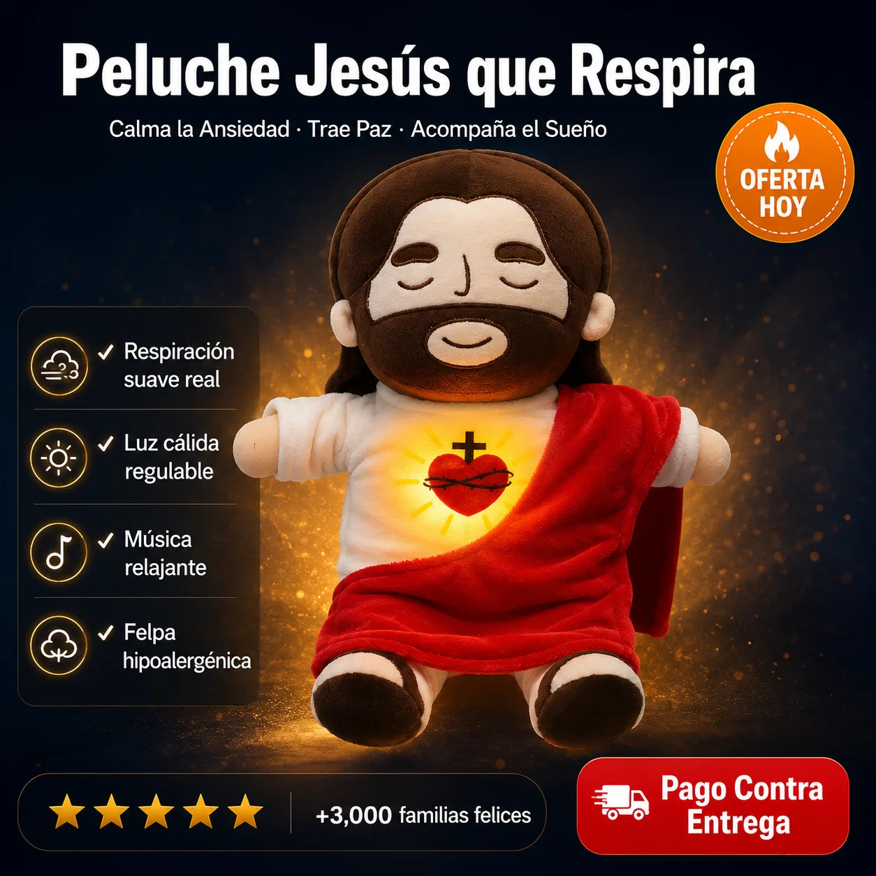 Peluche Jesús que Respira | Calma la Ansiedad y Trae Paz a Tu Hogar
