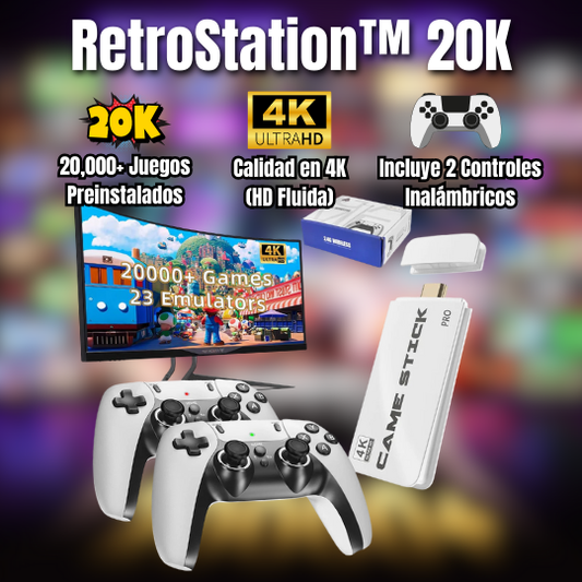 RetroStation™ 20K | 20,000 Videojuegos + 2 Mandos Gratis